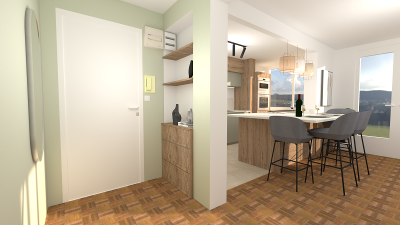 Création d'une cuisine oouverte sur salon et entrée à Aix-en-Provence