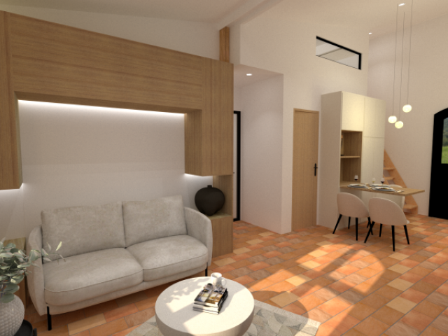 Transformation d’un garage en appartement indépendant avec mezzanine au style provençal