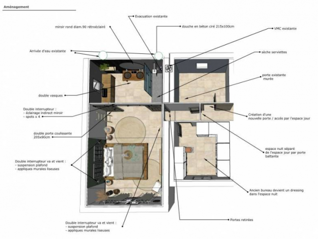 Création d’une suite parentale sur-mesure avec dressing et salle d’eau à Aix-en-Provence