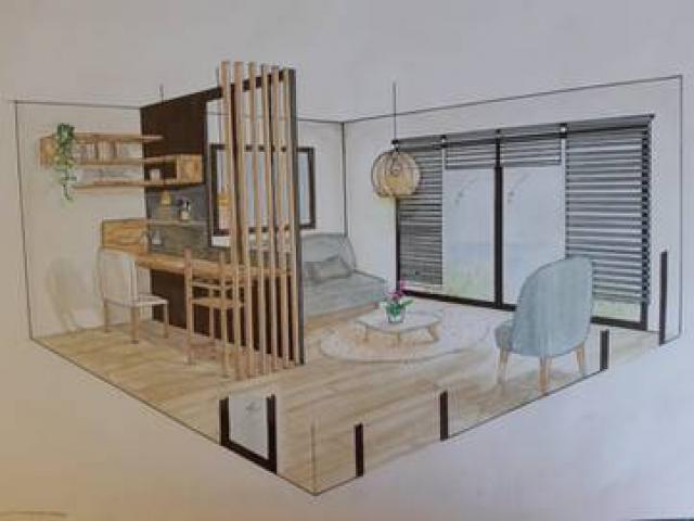 Croquis d’aménagement pour une extension bureau et chambre d’amis à Palavas-les-Flots