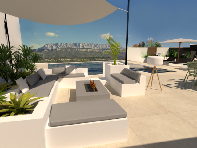 Aménagement extérieur d’exception d’une villa contemporaine avec piscine à débordement et vue sur la Sainte-Victoire