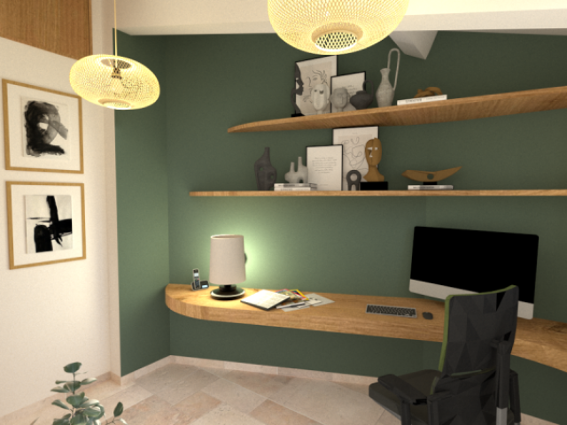 Transformation d'une entrée vide en bureau avec WC invités – Peynier