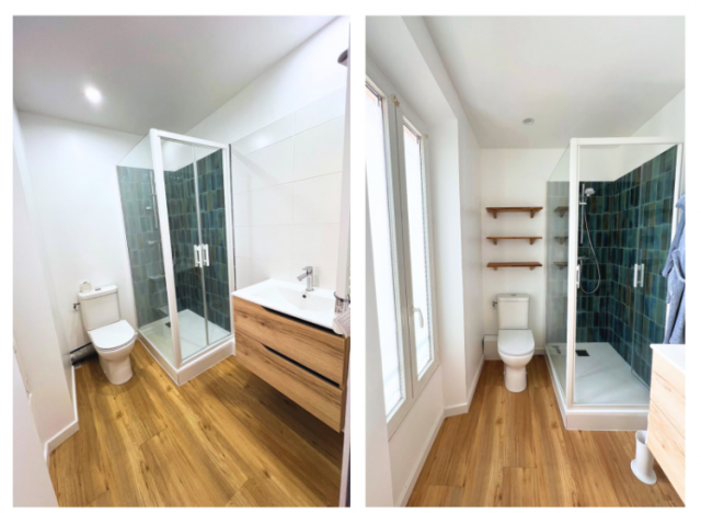 Salle de bain style provençal vert et bois – Élégance naturelle et optimisation sur mesure