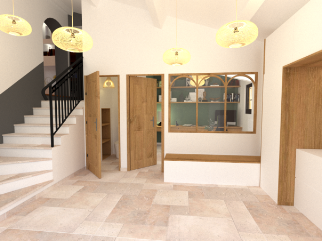 Transformation d'une entrée vide en bureau avec WC invités – Peynier