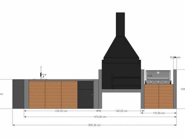 Pool house moderne avec barbecue argentin sur mesure à Puyloubier