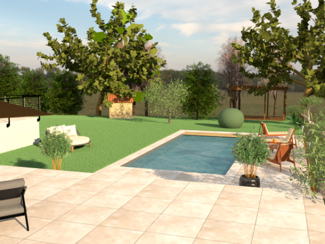 Aménagement de luxe d’un jardin avec piscine et terrasse au pied de la Sainte-Victoire