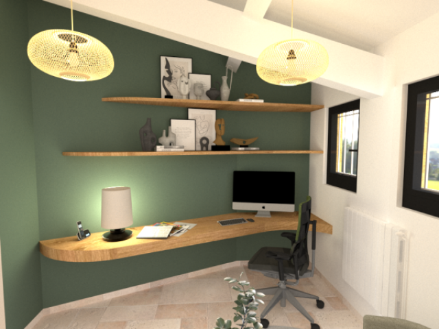 Transformation d'une entrée vide en bureau avec WC invités – Peynier