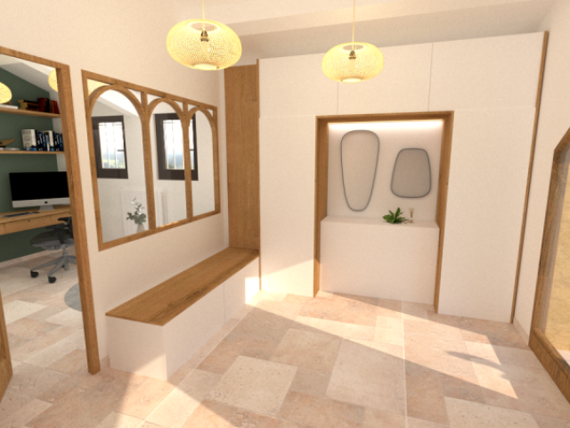 Transformation d'une entrée vide en bureau avec WC invités – Peynier