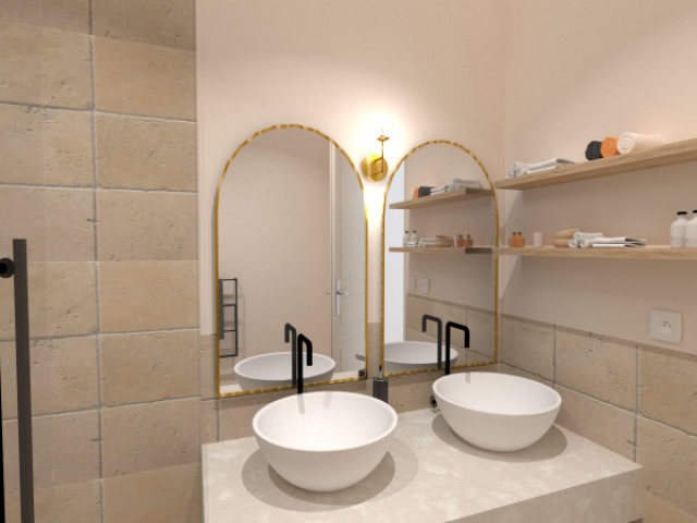 Rénovation d’une salle de bain à Aix-en-Provence – Un style ancien revisité en terracotta