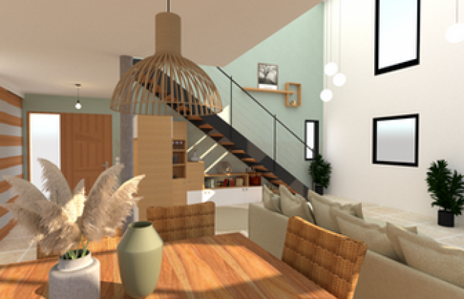 Transformation d’un salon avec mezzanine dans une maison contemporaine à Puyloubier