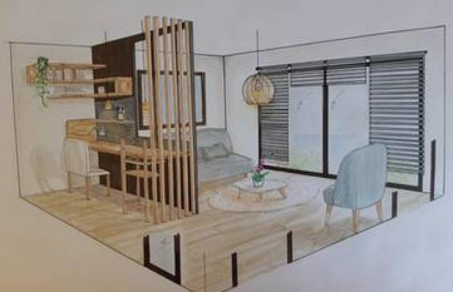 Croquis d’aménagement pour une extension bureau et chambre d’amis à Palavas-les-Flots