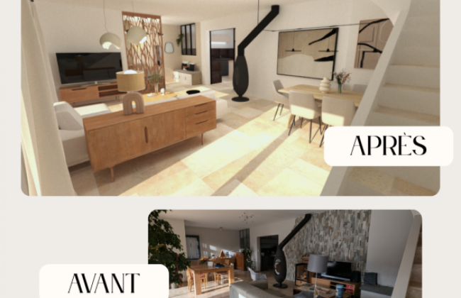 Salon contemporain à Vitrolles aux tonalités douces terracotta