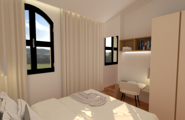 Suite parentale contemporaine et salle d’eau élégante à Puyloubier